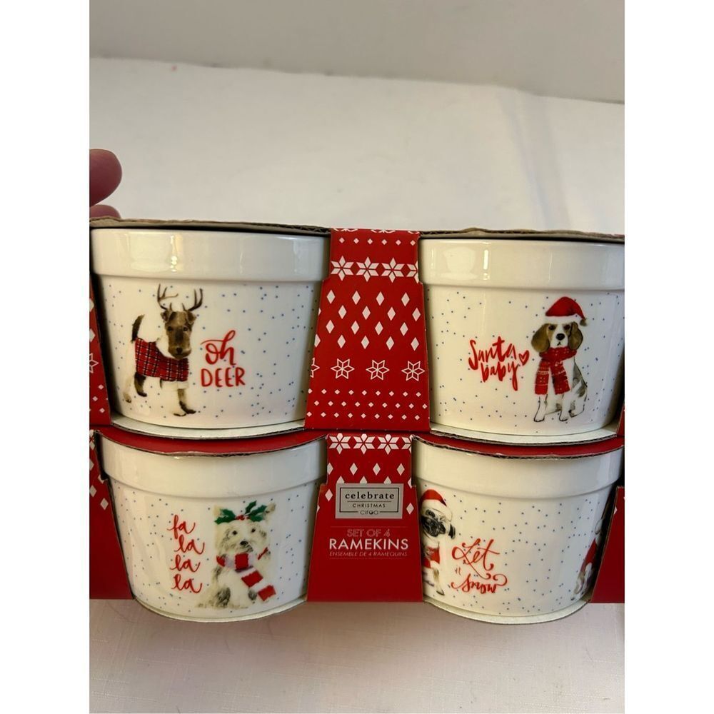 Celebrate‎ Christmas Ciroa dogs mini Ramekins oven microwave safe new